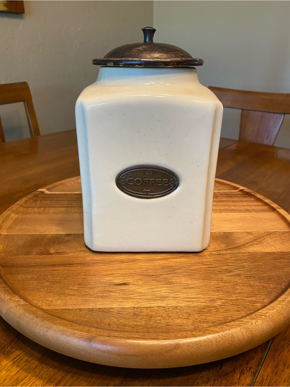 Dileep Ceramic Coffee Canister Farmhouse Style Home Brand Made in India VTG